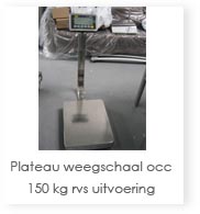 Plateau weegschaal occ 150 kg rvs uitvoering